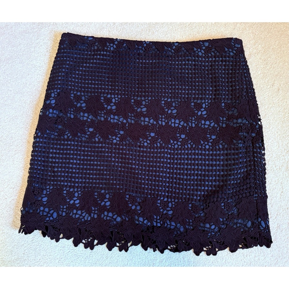 Ann Taylor Loft Size 14 Women's Black Lace Overlay Dark Teal  Pencil Skirt NWT